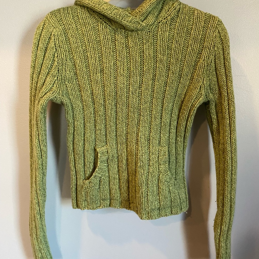 Abercrombie & Fitch Olive-Green Ribbed Hooded Sweater